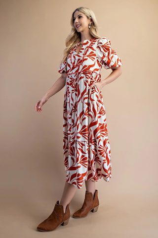 Decorative Trim Tiered Midi Dress