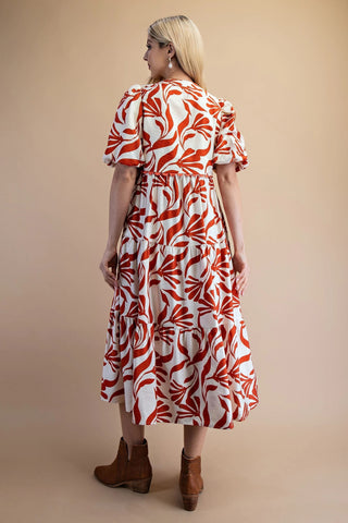Decorative Trim Tiered Midi Dress
