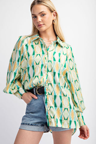 Printed Button Down Shirt