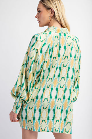 Printed Button Down Shirt
