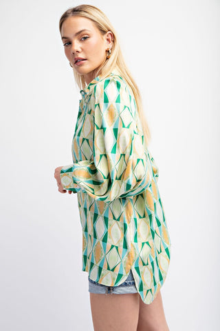 Printed Button Down Shirt