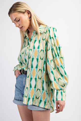 Printed Button Down Shirt