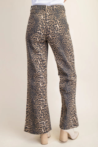 Leopard Print Flare Jeans