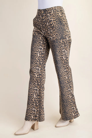 Leopard Print Flare Jeans