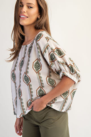 Floral Printed Elastic Cuff Top