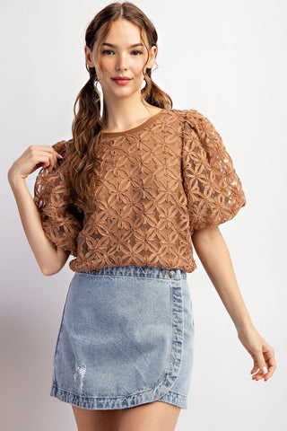 Floral Lace Puff Sleeve Top