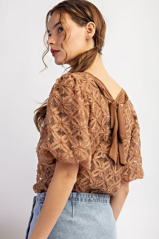 Floral Lace Puff Sleeve Top