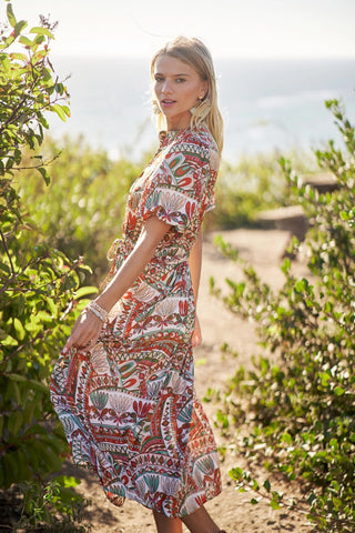 Bubble Sleeve Midi Dress