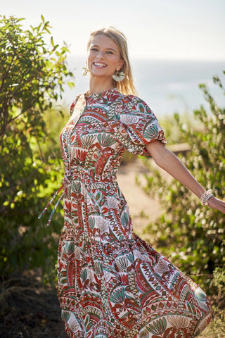 Bubble Sleeve Midi Dress