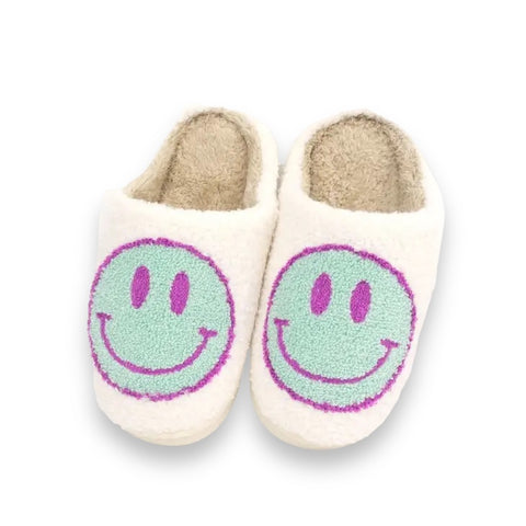 Teal Smile Cozy Slippers