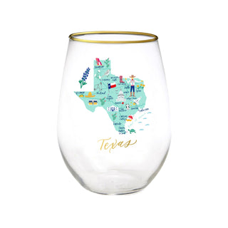 Texas Map Wine Glass