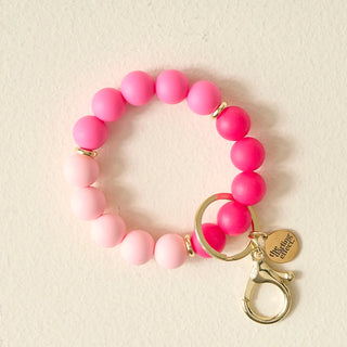 Tickled Pink Silicone Beaded Keychain Wristlet