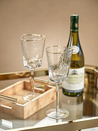 Aperitivo Triangular Wine Glass w/Gold Rim