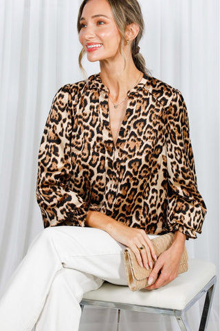 Henley Leopard Print Top