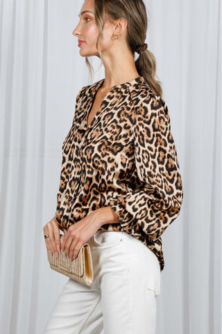 Henley Leopard Print Top