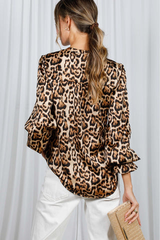 Henley Leopard Print Top