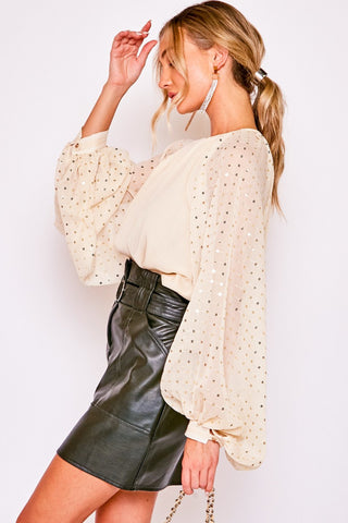 Sequin Long Sleeve Chiffon Top