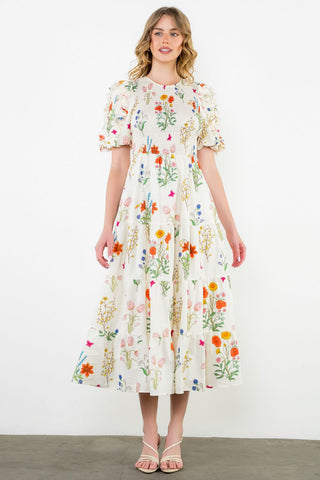 Puff Sleeve Floral Maxi Dress