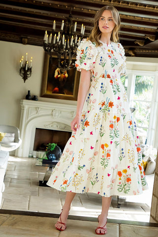 Puff Sleeve Floral Maxi Dress