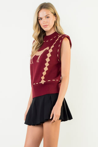 Sleeveless Horse Knit Vest
