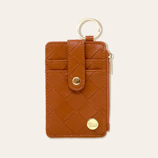 Woven Cognac Keychain Wallet