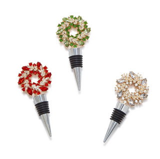 Holiday Wreath Jeweled Bottle Stoppers