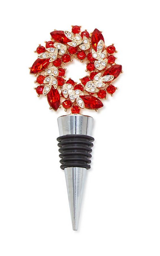 Holiday Wreath Jeweled Bottle Stoppers