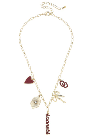OU Sooners Paper Clip Charm Necklace