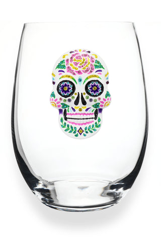 Sugar Skull Wine Glass - Stemless