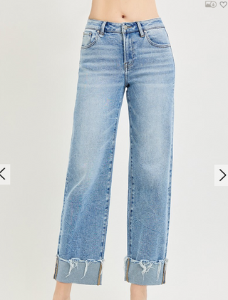 HIGH RISE CROP BOYFRIEND CUFFED JEANS