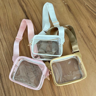 Clear Game Day Stadium Approved White Shoulder Bag with Strap