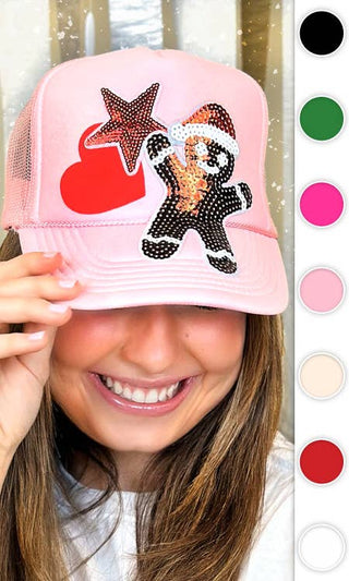 Gingerbread Sequin Patch Trucker Hat