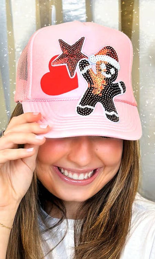 Gingerbread Sequin Patch Trucker Hat