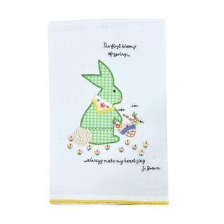 Spring Blooms Bunny Tea Towel - Easter Decor