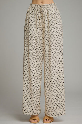 Geometric print wide leg pants