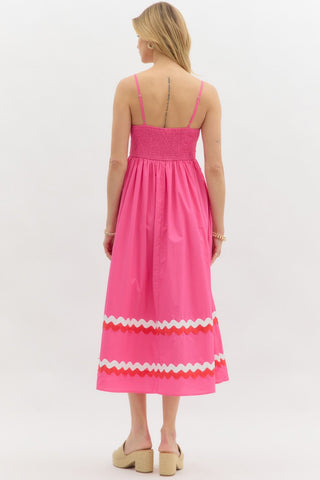 Straight Neck Midi Dress