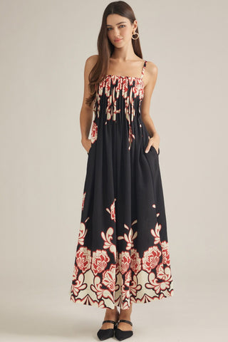 Floral Print Sleeveless Maxi Dress