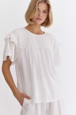 Textured Round Neck Short Sleeve Top