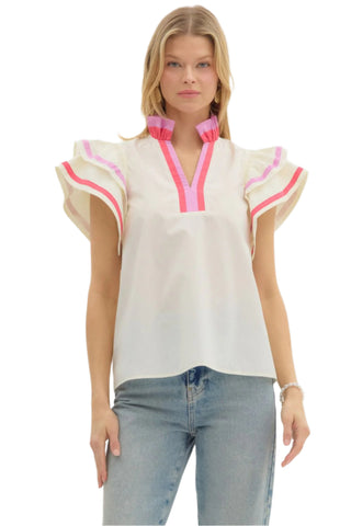 Flutter Sleeve Pullover Shirt