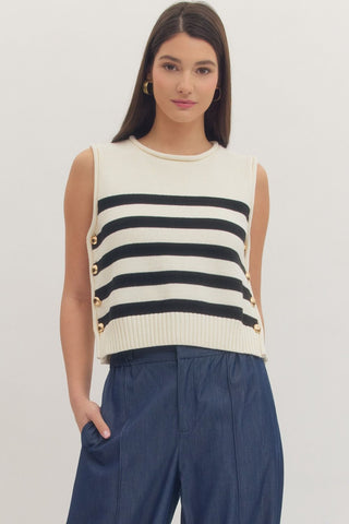 Striped Sleeveless Knit Top