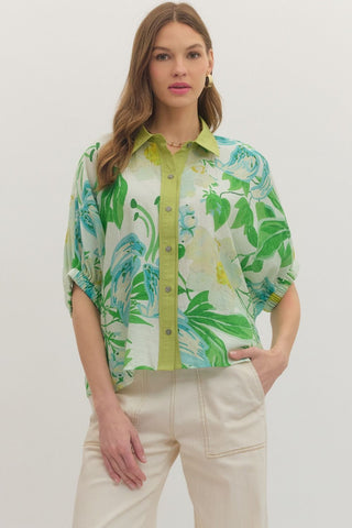 Botanical Print Dolman Top