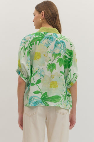 Botanical Print Dolman Top