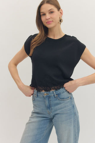 Cap Sleeve Lace Sweater