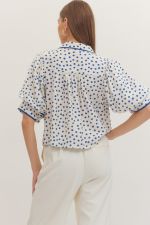 Polka Dot Short Puff Sleeve Top