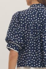 Polka Dot Short Puff Sleeve Top