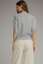 Solid short puff sleeve knit top