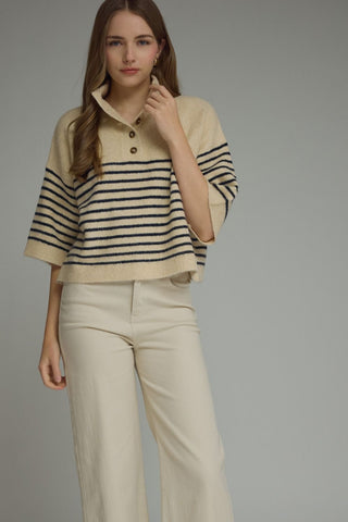 Stripe Sleeve Knit Top