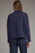 Floral motif long sleeve knit top