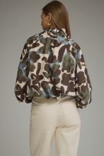 Floral print long balloon sleeve top