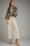 Floral print long balloon sleeve top